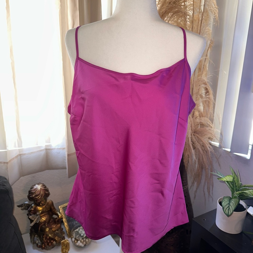 Pink sphaghetti strap satin tank top size xl